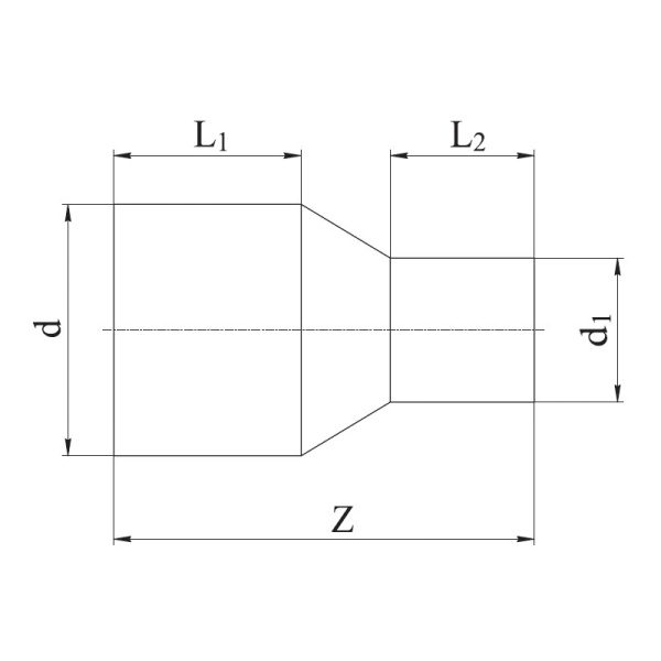 Переход удлиненный литой, ПЭ-100 D=90х63 мм SDR 17, Группа Полипластик, Россия