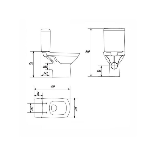 Унитаз-компакт Cersanit Carina New Clean On 011 SLIM Lift (S-KO-CAR011-3/5-COnS-DL-w) горизонтальный выпуск, двухрежимная арматура, нижний  подвод, сиденье с микролифтом
