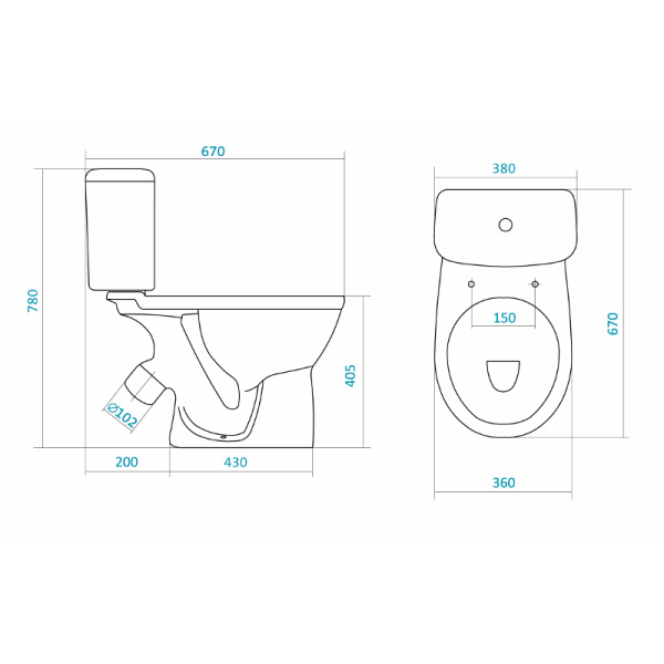 Унитаз-компакт Santek Бореаль Антивсплеск Эконом, 1WH301704 косой выпуск, однорежимная арматура, нижний  подвод, сиденье