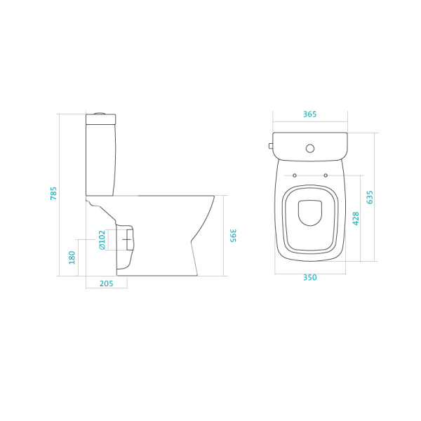 Унитаз-компакт Santek Нео, 1WH302187, горизонтальный выпуск, двухрежимная  арматура OLIVEIRA, нижний  подвод, сиденье