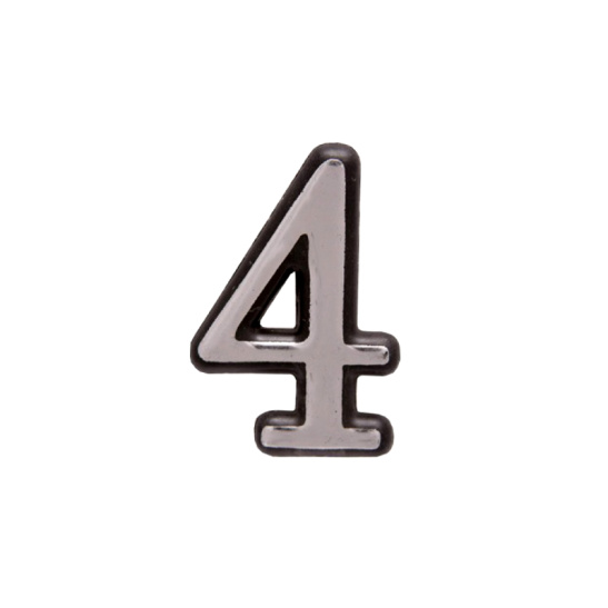 Цифра дверная БОЛЬШАЯ  "4"  хром на клеевой основе пластик* (АЛЛЮР)