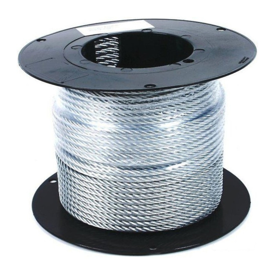 Трос для растяжки стальной цинк.  в оплетке ПВХ диам. 3/4мм  бобина-250м