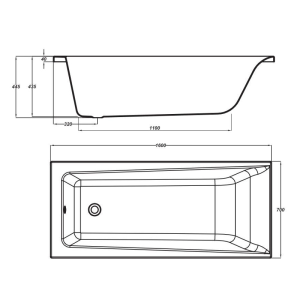 Ванна акриловая прямоугольная 1600х700х435мм Lorena, в комплекте с каркасом, панелью,(Cersanit) Россия