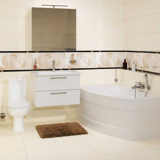 Ванна акриловая асимметричная 1530х1000х450мм Kaliope левая, в комплекте с каркасом, панелью, (Cersanit) Россия