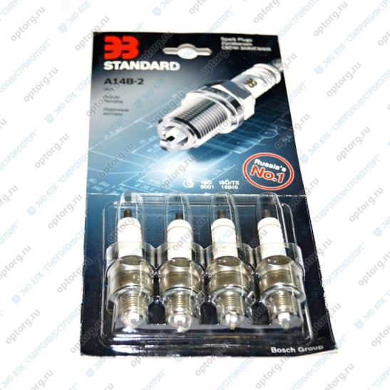 А-14 В2 КОМПЛЕКТ СВЕЧЕЙ (4 шт.) ЭЗ КОРОТКАЯ ЮБКА ГАЗ, УАЗ (двиг. ЗМЗ-402) (блистер 4 шт)