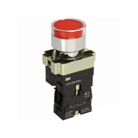 Кнопка управления LAY5-BW3461 с подсветкой красный 1з IEK (BBT50-BW-K04)