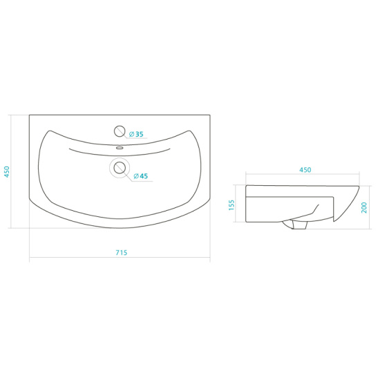 Умывальник "БАЛТИКА 70" мебельный с отв. (г. Чебоксары)