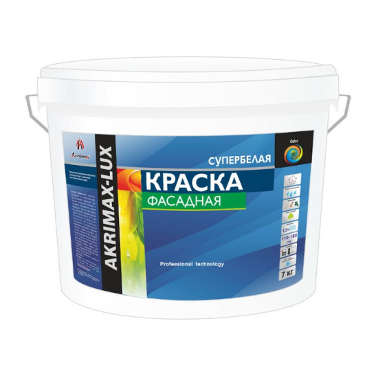 Краска ВД-АК супербелая фасадная (3кг) АКРИМАКС-LUX Ростовская область