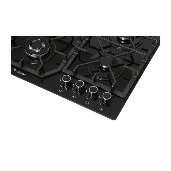 Плита встраиваемая ПВГ 2232-01 Р (стекло черное) "ГЕФЕСТ" чуг реш, двухзонная горелка, газовая варочная