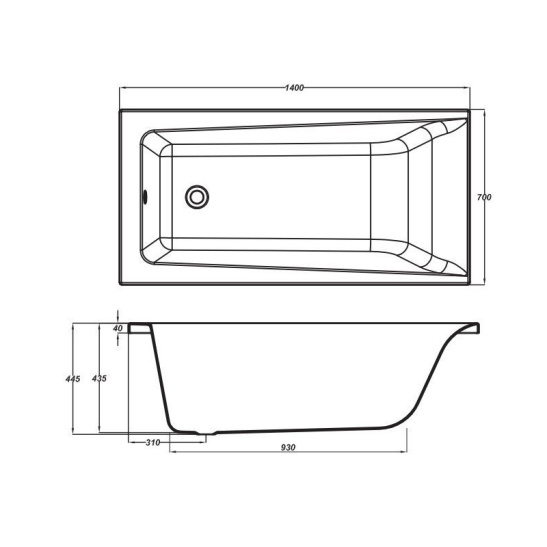Ванна акриловая прямоугольная 1400х700х435мм Lorena, в комплекте с каркасом, панелью, (Cersanit) Россия