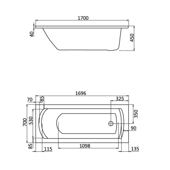 Ванна акриловая прямоугольная 1700х700х580мм Монако, на каркасе с экраном и сифоном (Santek) г. Чебоксары