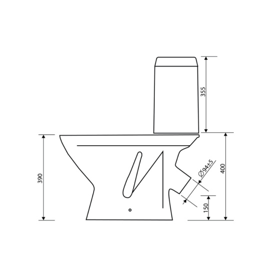 Унитаз-компакт Оскольская керамика Арго косой выпуск, однорежимная арматура, нижний  подвод, сиденье