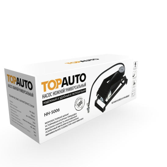 * Насос шинный ножной металлический, с манометром ("TOP AUTO" С.Петербург) "НН-5006"