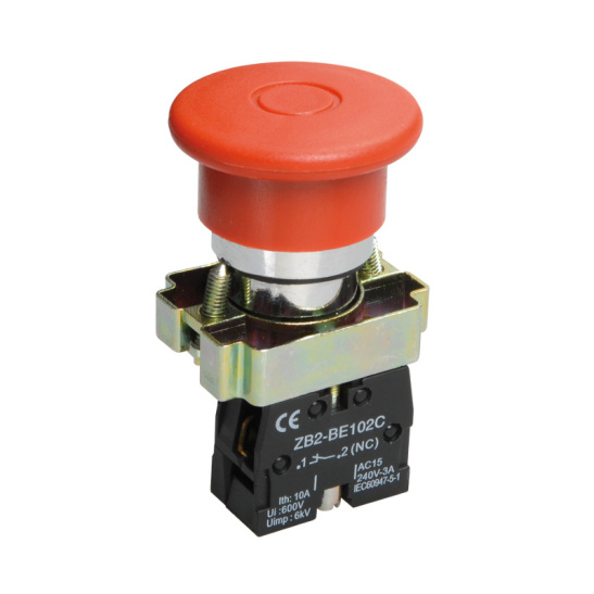 Кнопка управления LAY5-BT42 "Грибок" аварийная с фиксацией IEK (BBG80-BT-K04)