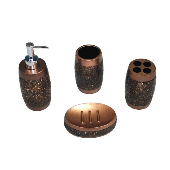 20801 НАБОР В ВАННУЮ настольный акриловый коричневый "битое стекло"  Китай