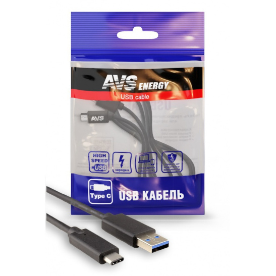 Кабель  USB 2.0 Type-A - Type C : 1,0 м. ("AVS") ("TC-31") для зарядки телефона/смартфона или обмена информации с цифровыми устройствами (A78883S)