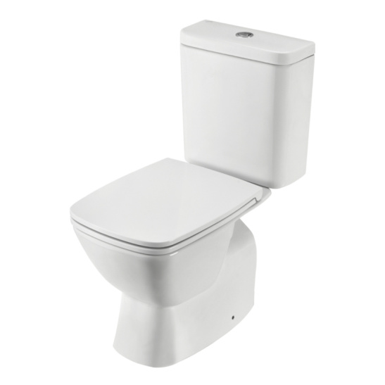 Унитаз-компакт Santek Нео Rimles SLIM (тонкое сиденье), 1WH302418, горизонтальный выпуск, двухрежимная арматура, нижний  подвод, сиденье с микролифтом