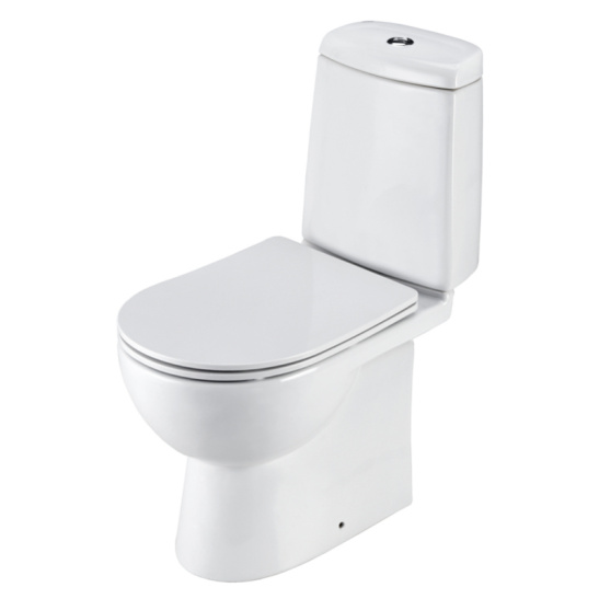 Унитаз-компакт Santek Остин Soft SLIM (тонкое сиденье), 1WH302419/1WH501856, горизонтальный выпуск, двухрежимная  арматура OLIVEIRA, нижний  подвод, сиденье с микролифтом