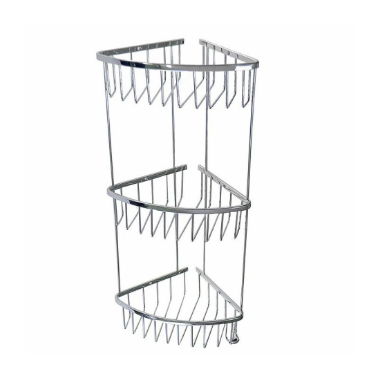 75056 ПОЛКА  угловая овальная нерж. сталь 3-х ярусная 18 см Китай