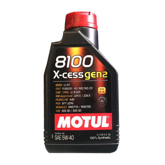 Масло моторное MOTUL 8100 X-Cess GEN2, А3/В4 SAE 5W40, 1 л, API SN, синтетическое