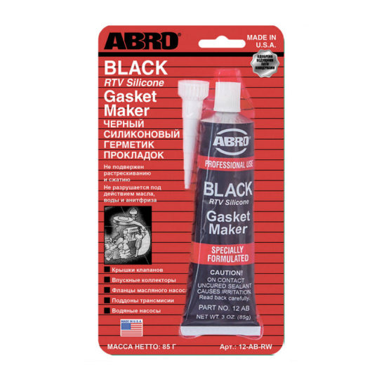 Герметик-прокладка"ABRO" 12-AB-R 85гр черный (США) (абро) (см.72.010.064)