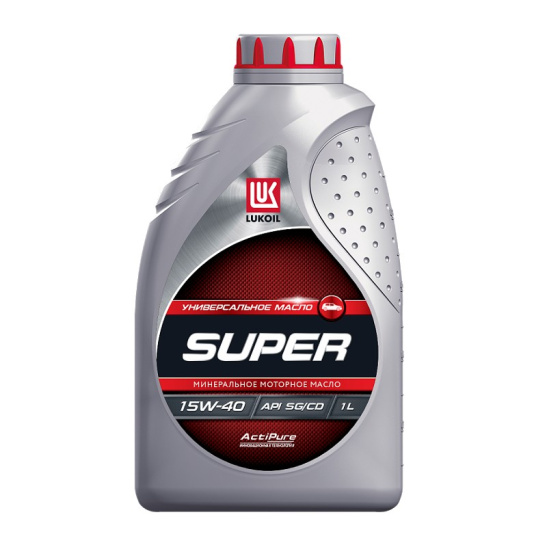 Масло моторное ЛУКОЙЛ Супер SAE 15W40, 1 л, API SG/CD, минеральное