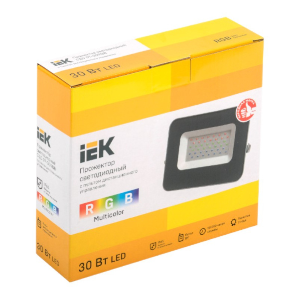 Прожектор IEK СДО 07-30RGB 30W серый светодиодный IP65