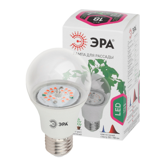 Лампа ЭРА FITO-RB 12 Вт А60 Е27 1310 К красно-синего спектра 