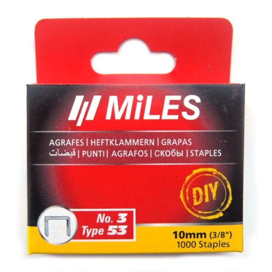 Скобы для степлера 11,3*07*10мм 1000шт  тип 53  N3-10-D Miles