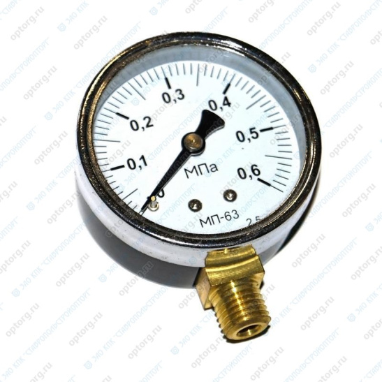 Манометр для ножного насоса накачки шин (до 6 атм., крупн. резьба 1,5) (0,6 МПа)