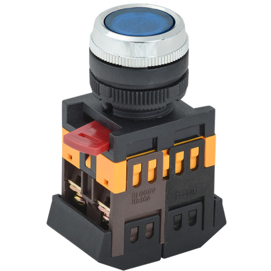 Кнопка ABLFS-22 синий d=22мм неон/240В 1з+1р IEK (BBT30-ABLFS-K07)