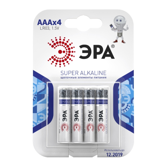 Батарейка ЭРА LR-03 BL-4, 1,5 В