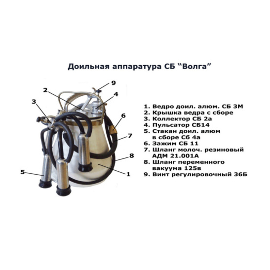 ДОИЛЬНЫЙ АППАРАТ ВОЛГА (3-хТАКТ.) (СБ-14)