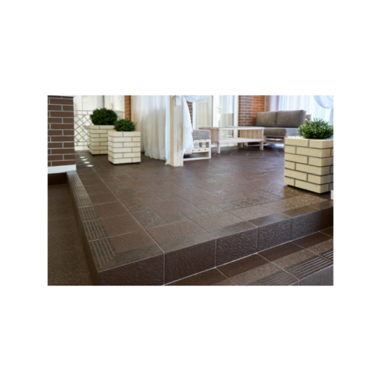 Клинкер ступень неглаз. структурная 298x298x8,0 мм"Каир" 4У коричневый сорт 1 ГОСТ 6141-91 Керамин