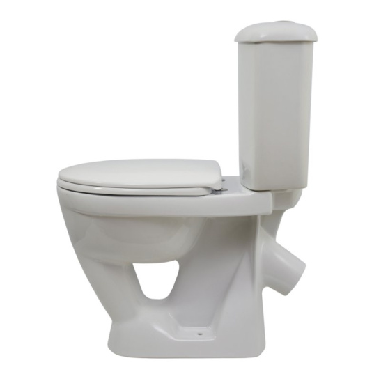 Унитаз-компакт тарельчатый Оскольская керамика Радуга косой выпуск, однорежимная арматура, нижний  подвод, сиденье