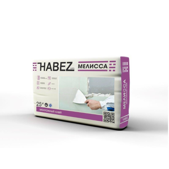 Клей монтажный для гипсокартона и ПГП Habez-Gips "МЕЛИССА", 25 кг, Россия