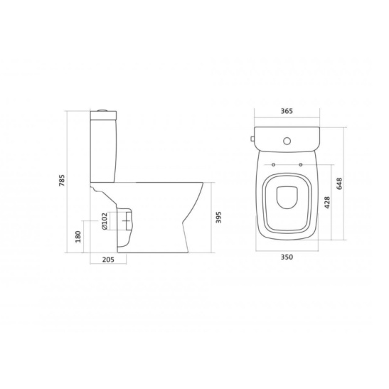 Унитаз-компакт Santek Нео SLIM (тонкое сиденье), 1WH302470, горизонтальный выпуск, двухрежимная  арматура OLIVEIRA, нижний  подвод, сиденье с микролифтом