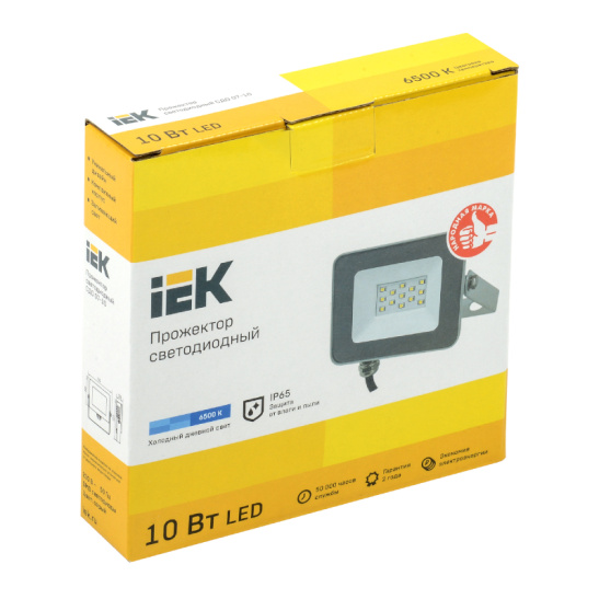 Прожектор IEK СДО 07-10 10W серый 6500К 800Лм светодиодный IP65