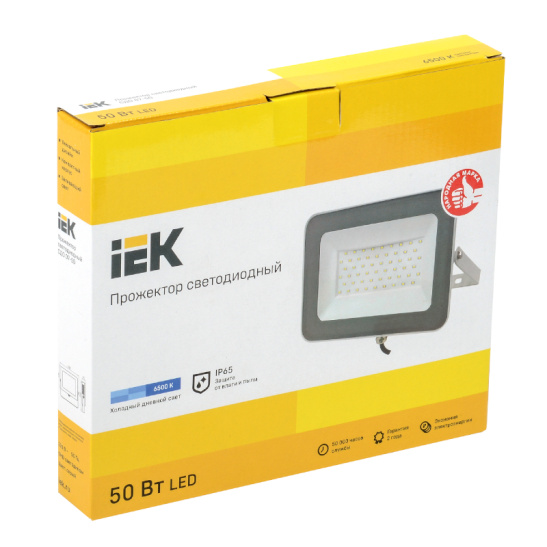 Прожектор IEK СДО 07-50 50W серый 6500К 4000Лм светодиодный IP65