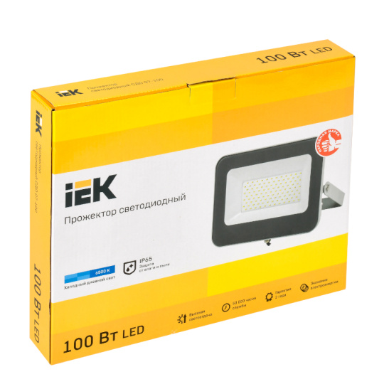 Прожектор IEK СДО 07-100 100W серый 6500К 8000Лм светодиодный IP65