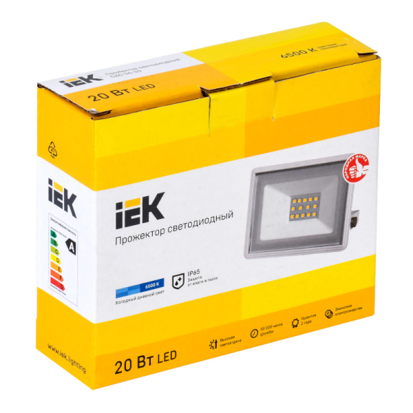 Прожектор IEK СДО 06-20 20W белый 6500К 1600Лм светодиодный IP65