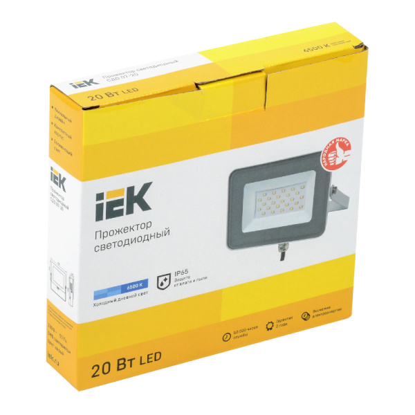 Прожектор IEK СДО 07-20 20W серый 6500К 1400Лм светодиодный IP65