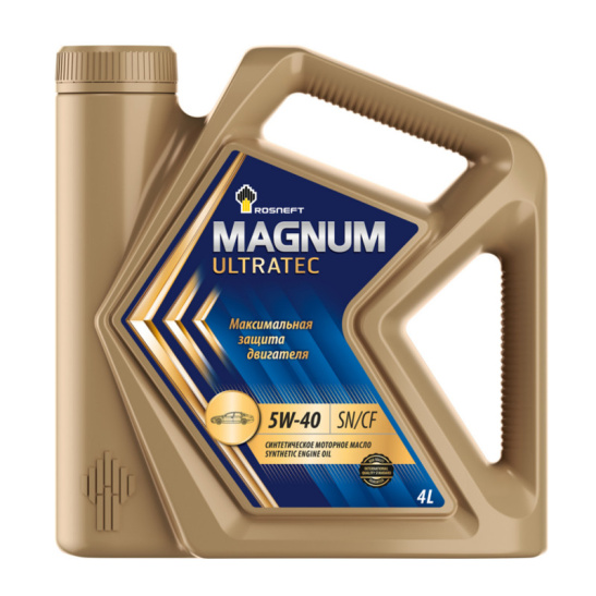 Масло моторное Роснефть Magnum Ultratec (A3/B4) SAE 5W40, 4 л, API SN/CF, синтетическое