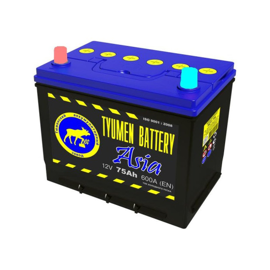 Аккумулятор 6СТ-75L "Тюмень-ASIA" зал. япон. стан. толст. клеммы, нижнее крепл. (Тюменский АЗ) 