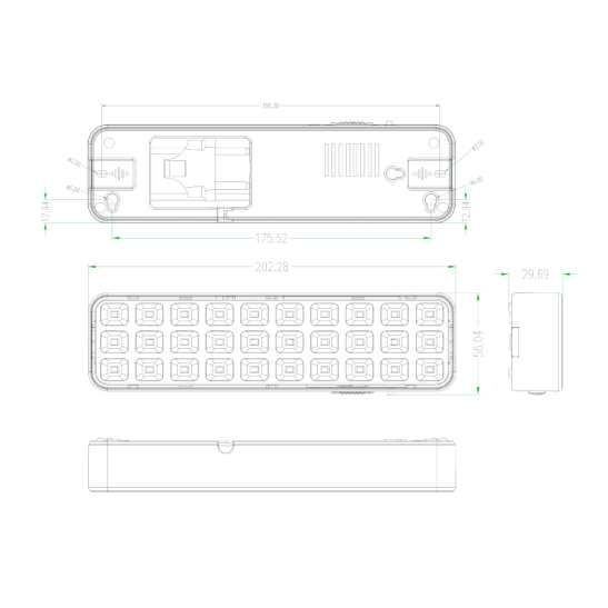 Светильник аварийный ЭРА ДБА 102-0-20, 3 Вт, аккумулятор, 30 LED, 5 ч, наклейка выход, 220 В