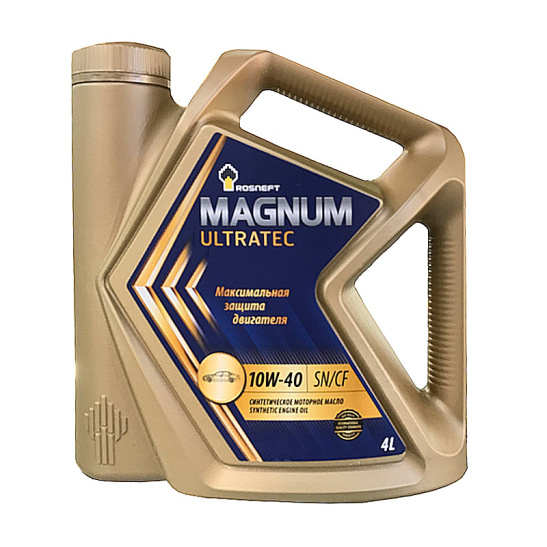 Масло моторное Роснефть Magnum Ultratec (A3/B4) SAE 10W40, 4 л, API SN/CF, синтетическое