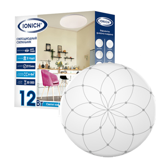 Светильник светодиодный IONICH "Альтаир" (1695) 12 Вт 6500 К 850 Лм IP20