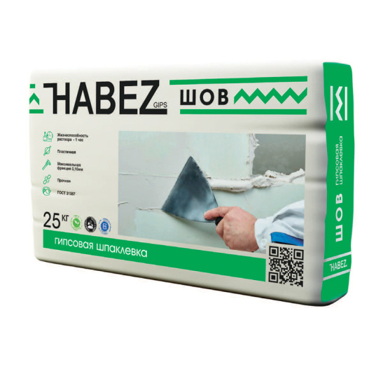 Шпатлевка гипсовая Habez-Gips "ШОВ", 25 кг, белый, Россия