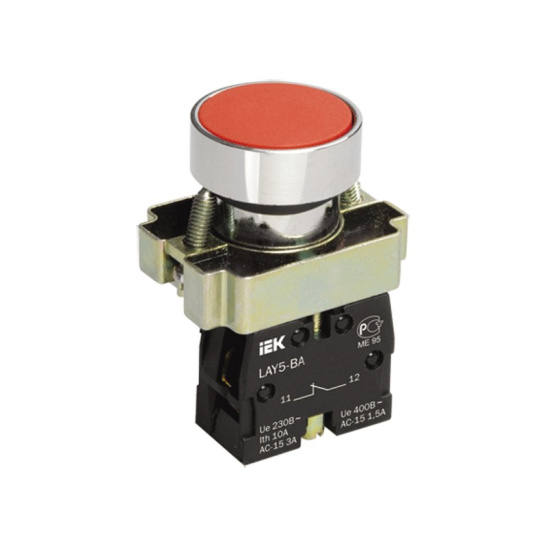 Кнопка управления LAY5-BA41 без подсветки красная 1з IEK (BBT60-BA-K04)