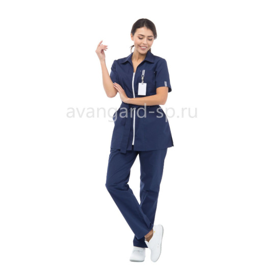 Костюм женский "Фиеста" р.44-46(88-92) рост 5/6(170-176), блуза/брюки, цв.темно-синий